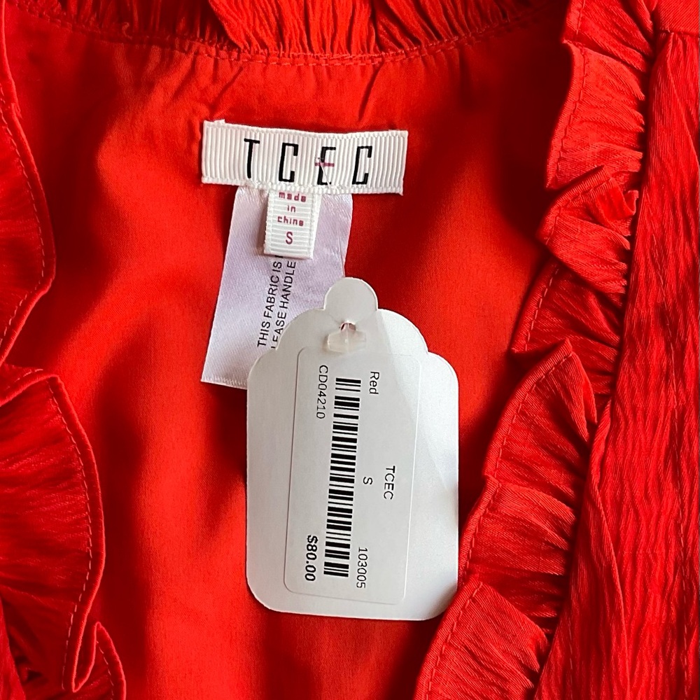 Red Ruffled Women's Top - Picture 5 of 5